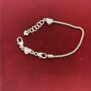 Brighton Silverplated Heart Slide Add a Charm Bracelet Crystal Accents